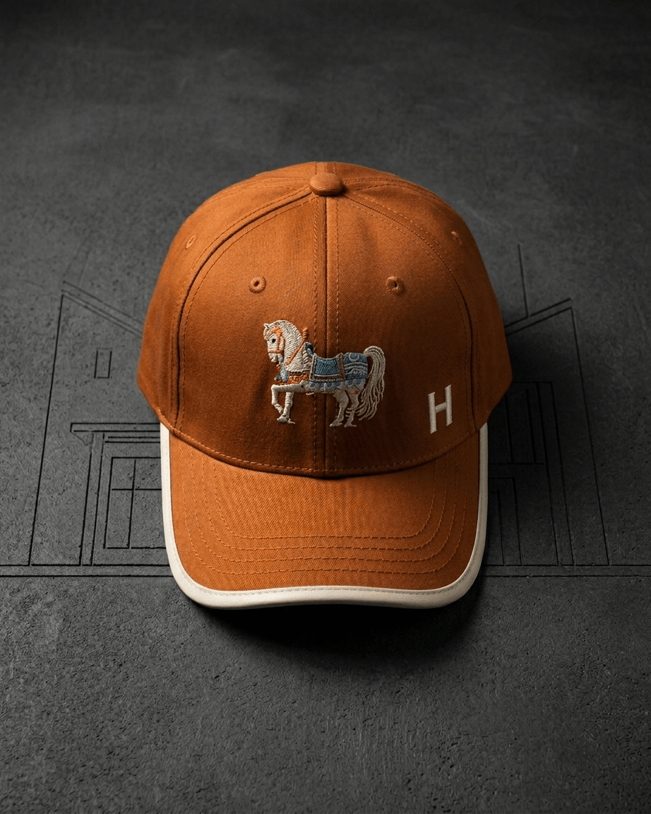 casquette orange Hermès est ornée